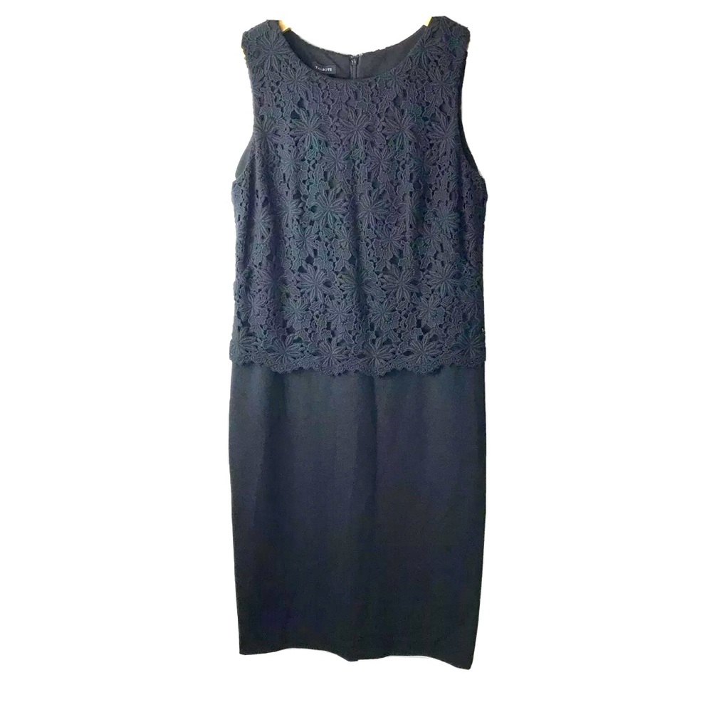NEW Talbots black lace sleeveless sheath dress 14